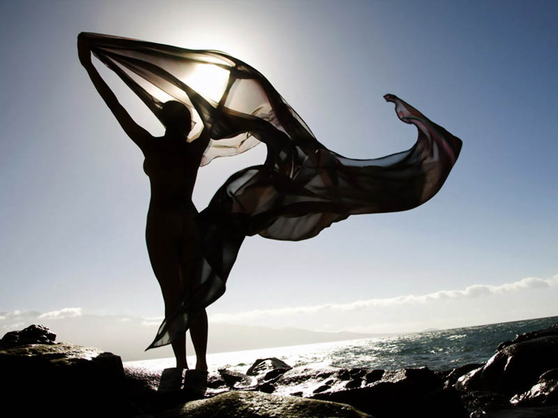 sea rocks air wind sea woman